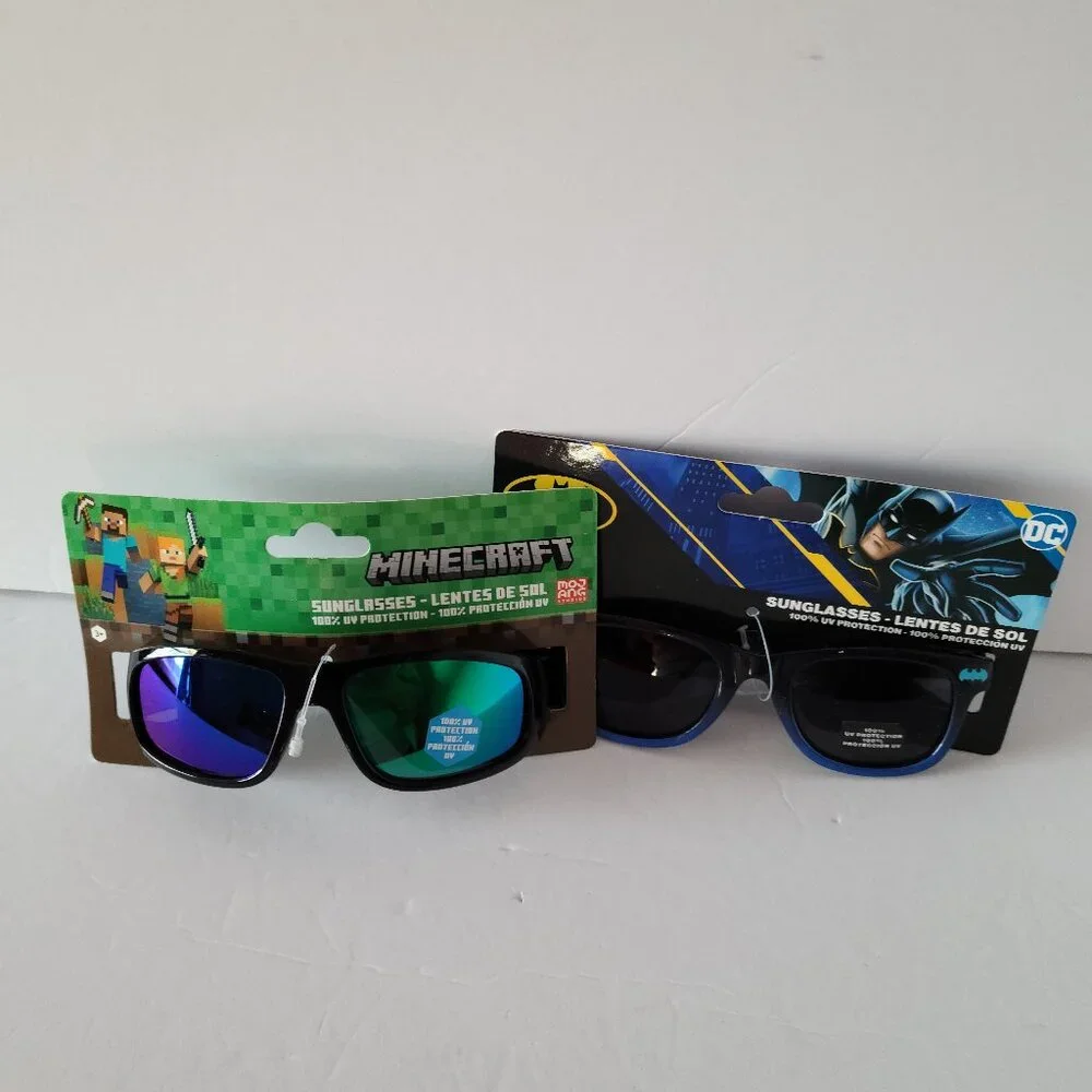 MINECRAFT & BATMAN TODDLER BOY'S SUNGLASSES- 2 PAIR BUNDLE -NWT